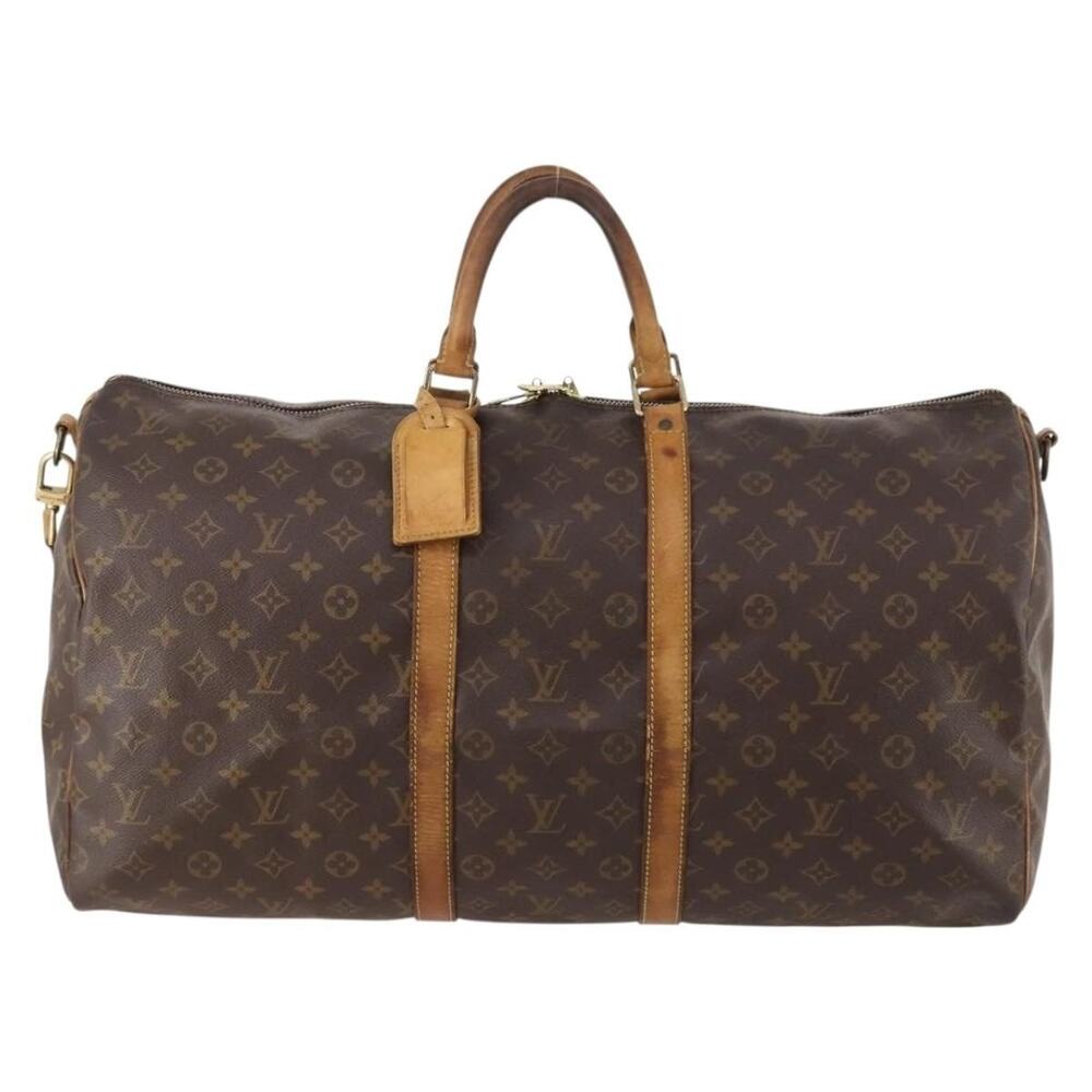 Louis Vuitton Monogram Keepall Bandouliere 55 Travel Bag Brown